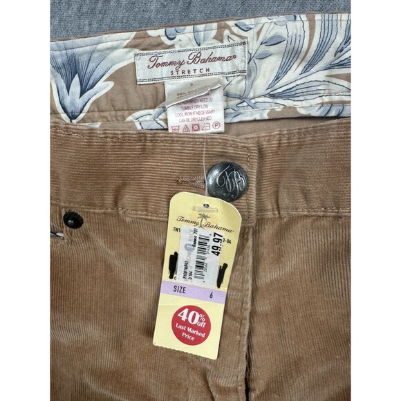Tommy Bahama Corduroy Women's Pants‎ Size 6 NWT Deadstock Vintage Brown - Picture 2 of 6
